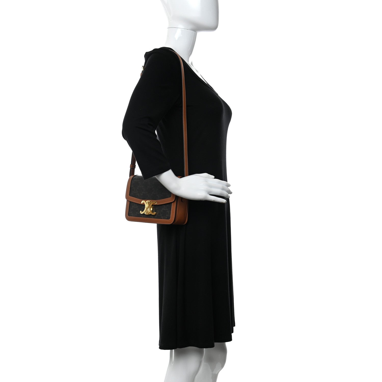 Celine Calfskin Triomphe Canvas Teen Triomphe Bag Tan 2 of 9