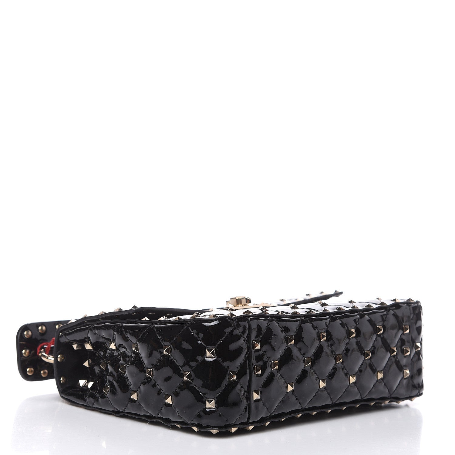Valentino Garavani Patent Medium Rockstud Spike Shoulder Bag Black 4 of 10