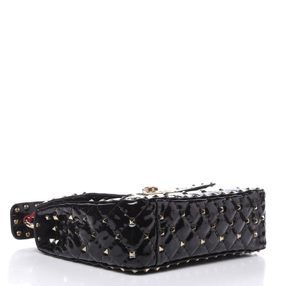 Valentino Garavani Patent Medium Rockstud Spike Shoulder Bag Black 4 of 10