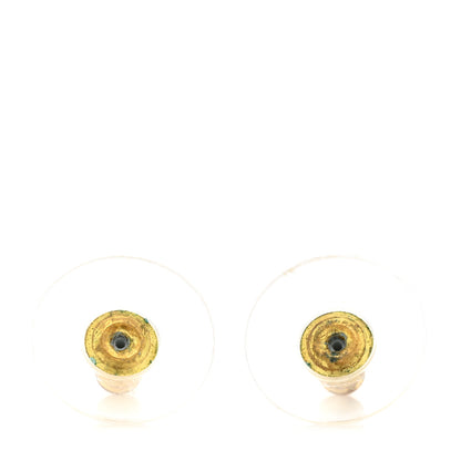 Chanel Metal Resin Crystal CC Earrings Gold 5 of 6