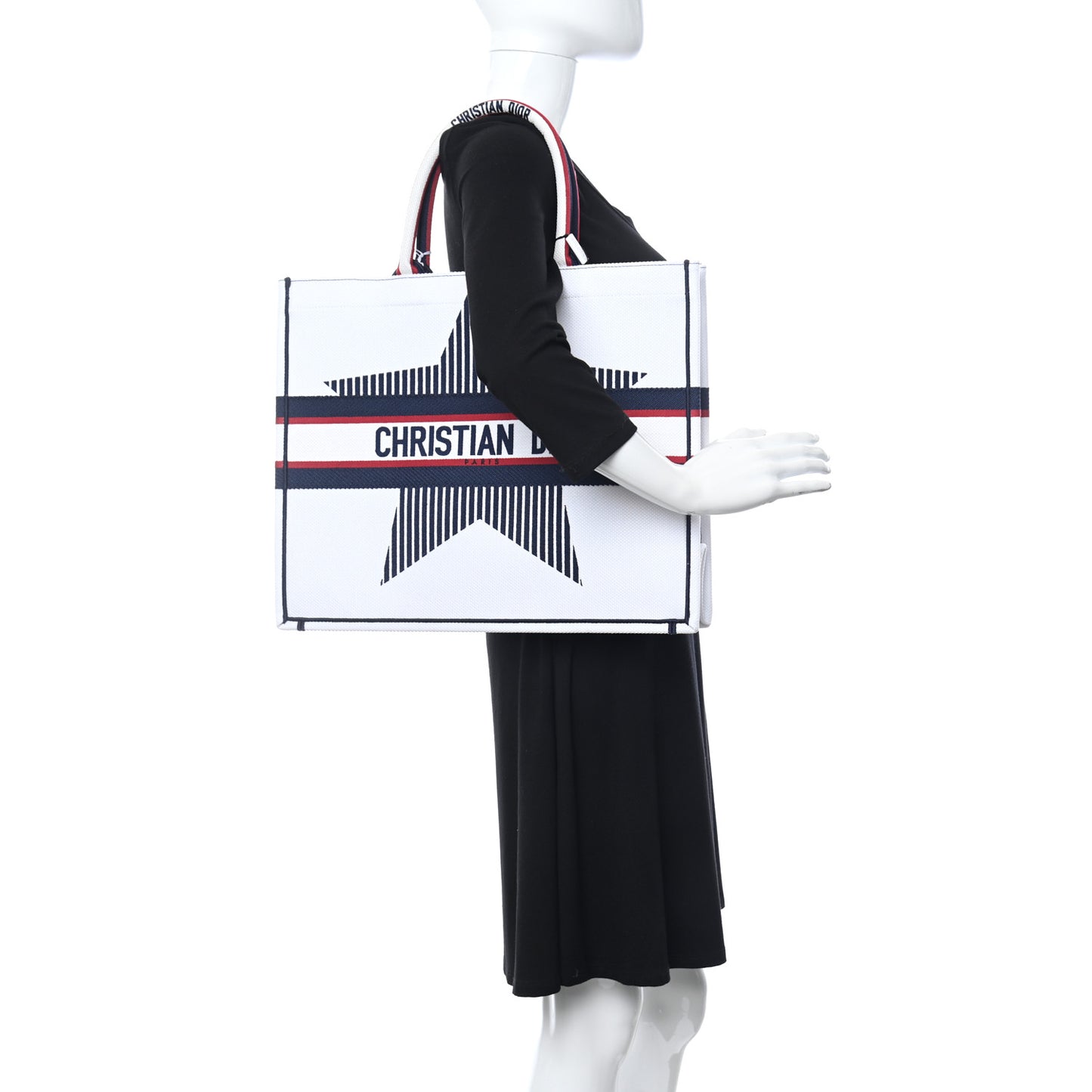 Canvas Embroidered Large Dioralps Book Tote White