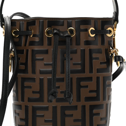 Fendi Vitello Liberty F is Fendi Bi-Color FF 1974 Embossed Mini Mon Tresor Bucket Bag Maya Black 8 of 14