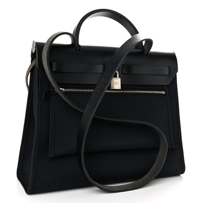 Hermes Military Toile Vache Hunter Herbag Zip PM 31 Black 4 of 11