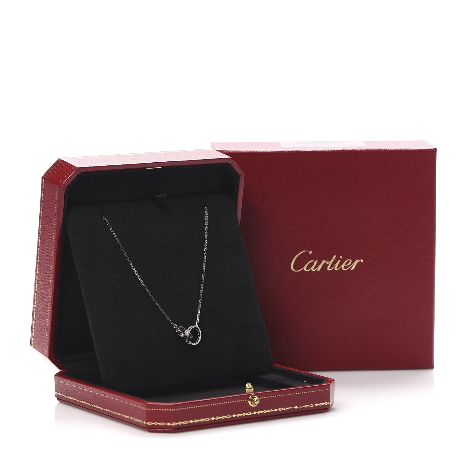 Cartier 18K White Gold Diamond Interlocking LOVE Necklace 6 of 6