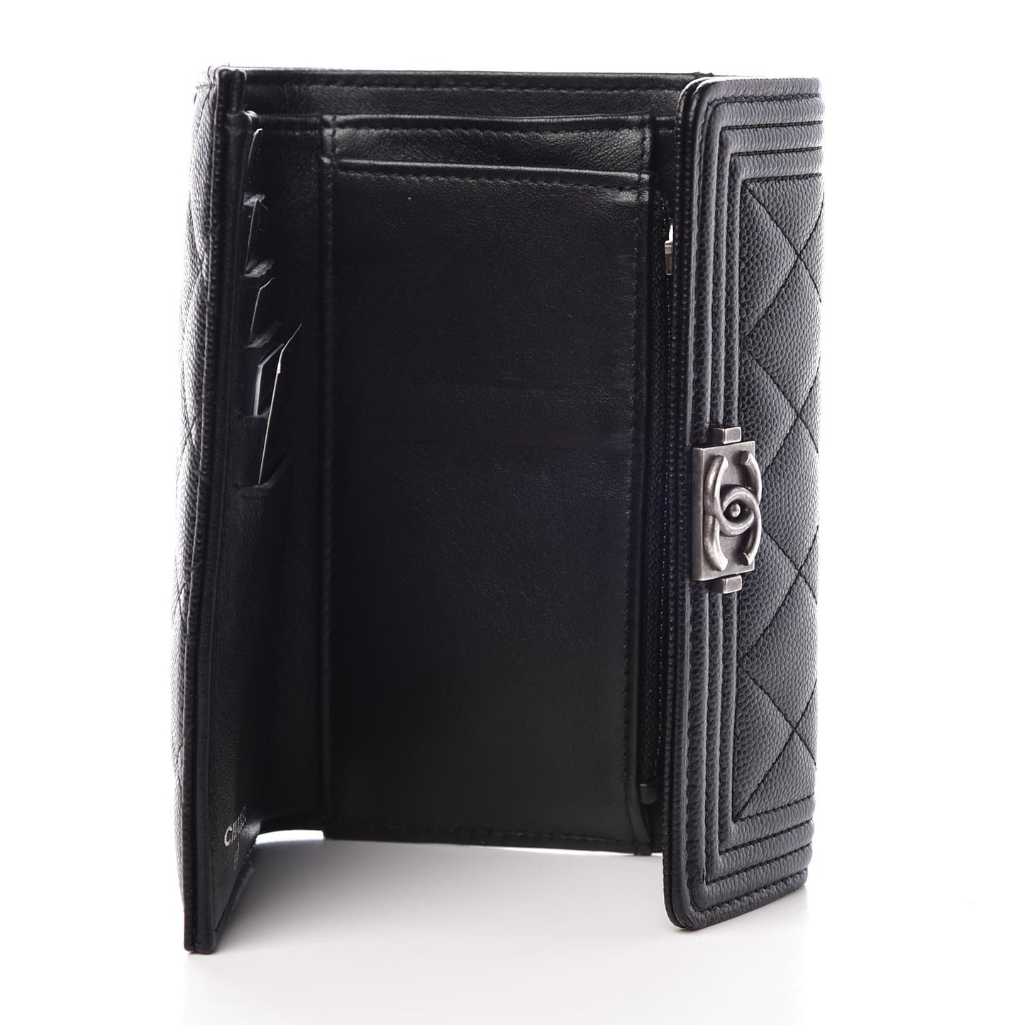 Caviar Quilted Medium Boy Flap Wallet Black