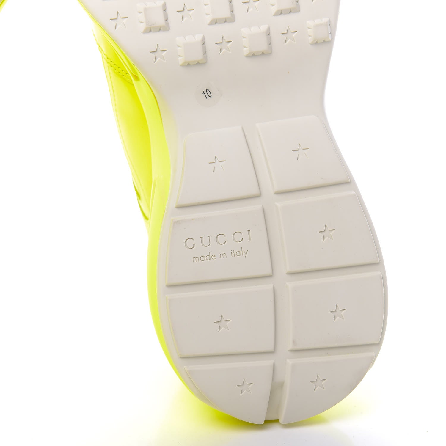Gucci Calfskin Mens Rhyton Sneakers 10 Yellow Fluo 6 of 9