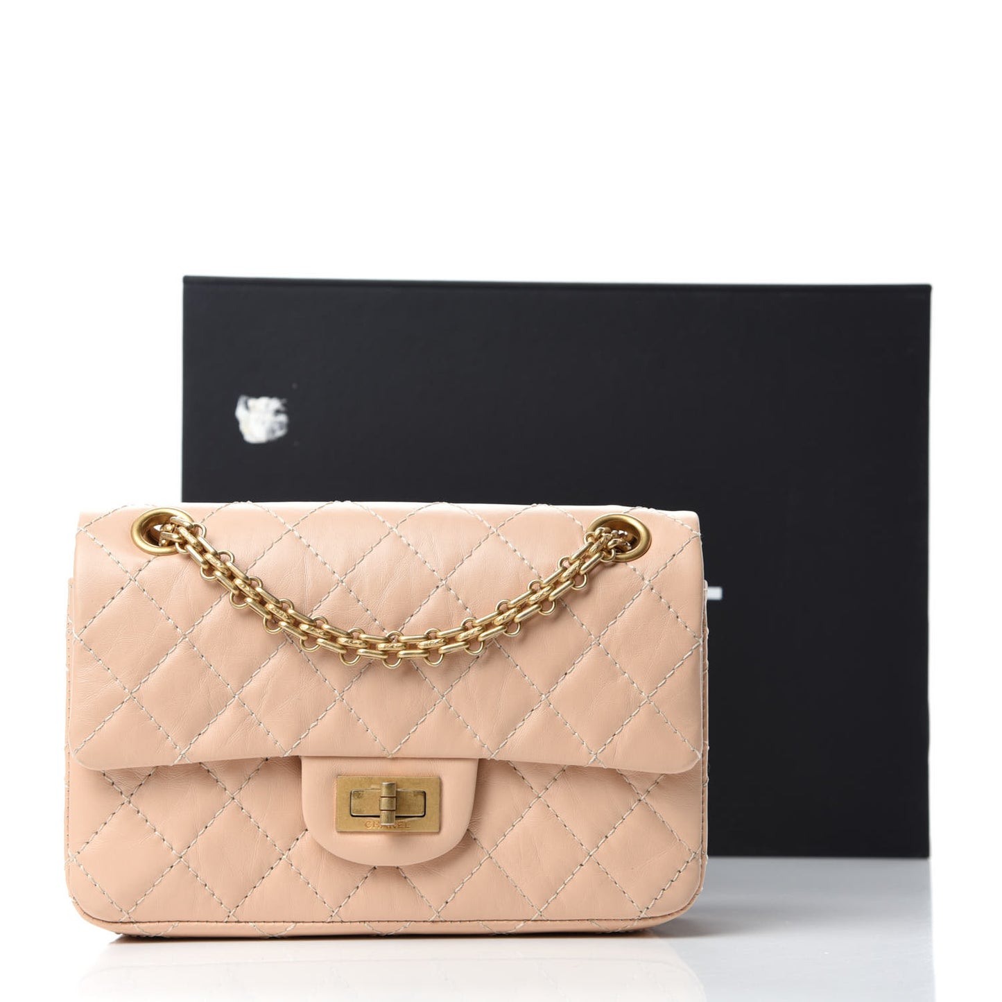 Aged Calfskin Quilted 2.55 Reissue Mini Flap Beige
