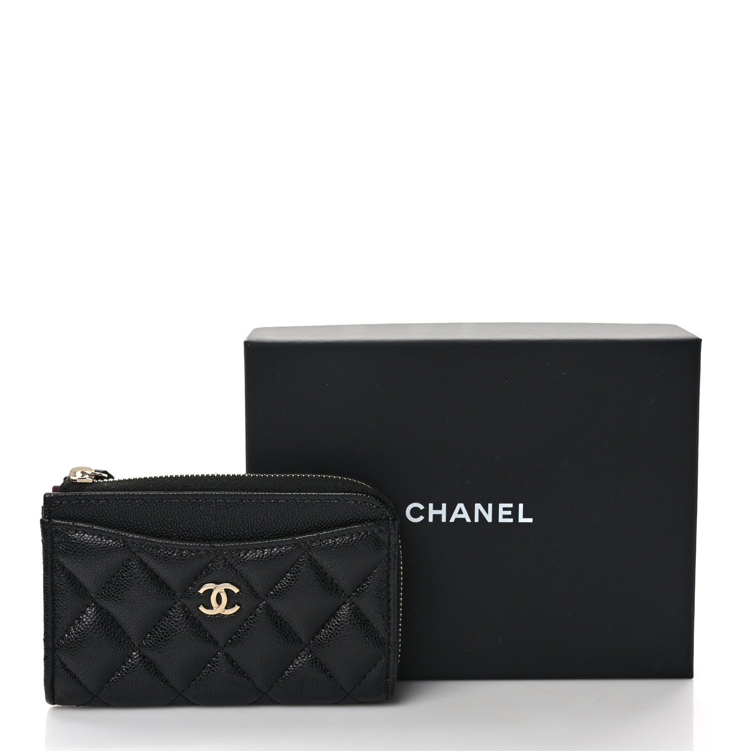 Chanel Caviar Quilted CC Zip Around Card Holder Black 7 of 7