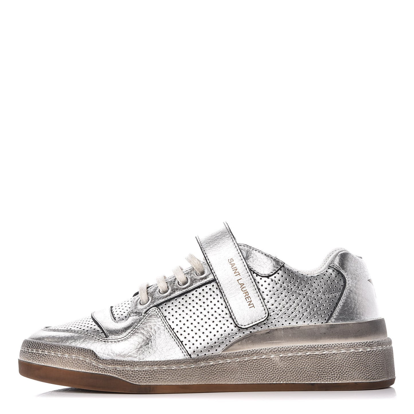 Calfskin Perforated Womens SL24 Sneakers 39 Argento