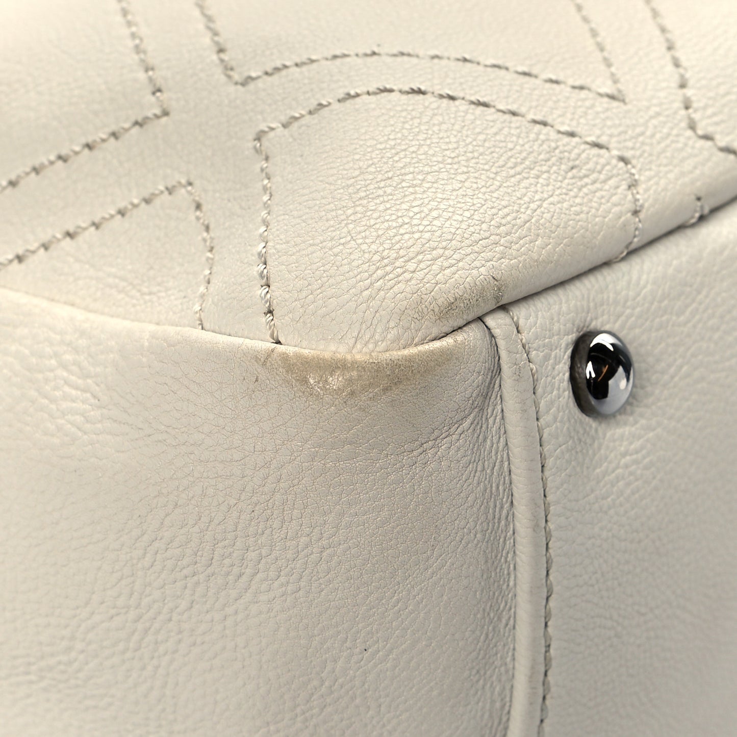 Calfskin Small Diamond Stitch Tote White
