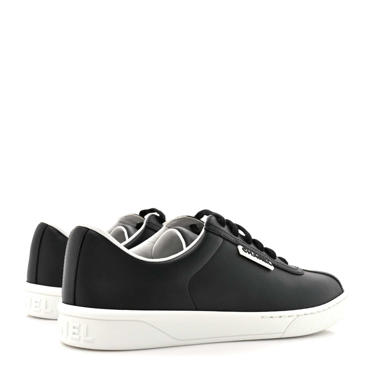 Chanel Calfskin CC Womens Sneakers 37 Black 6 of 10