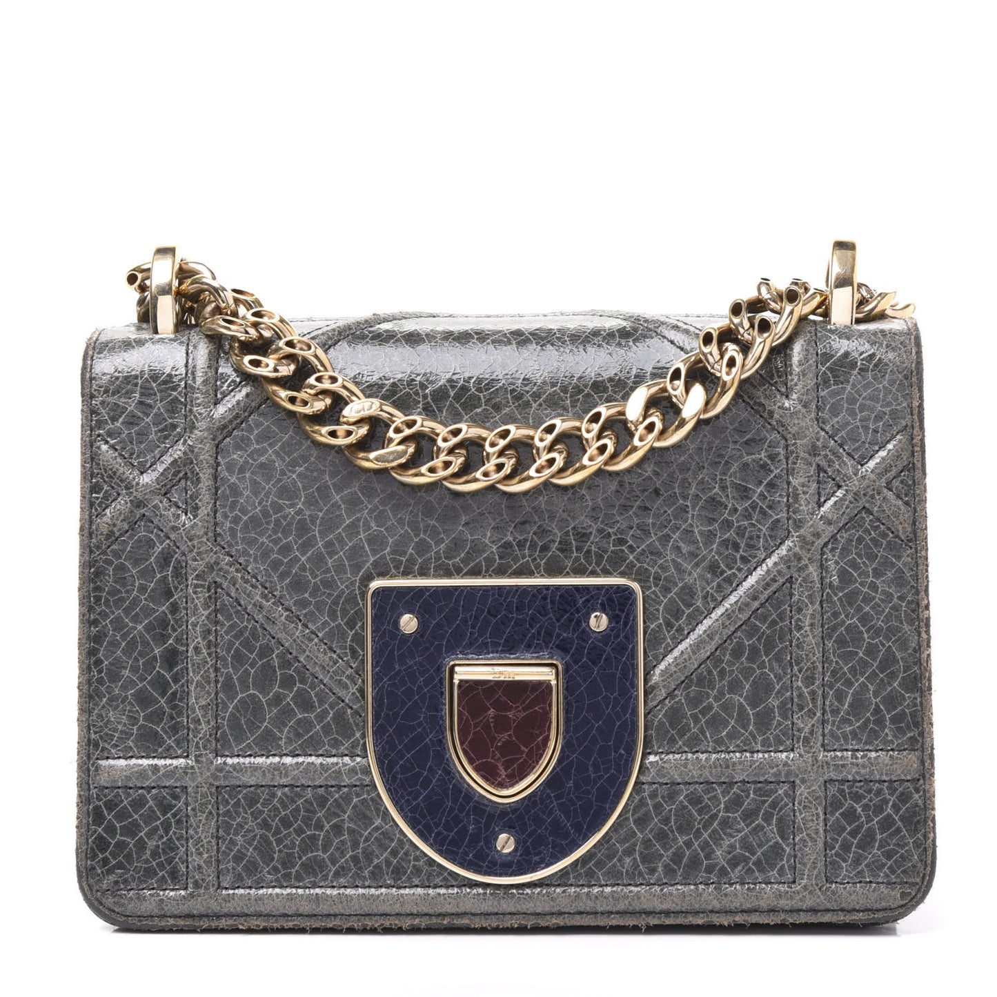 Ceramic Effect Deerskin Diorama Club Bag Dark Grey