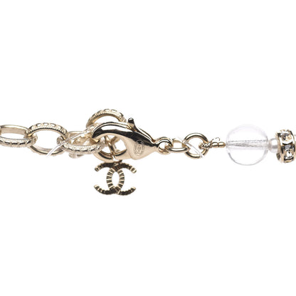 Chanel Resin Pearl Crystal CC Long Necklace Transparent Gold 4 of 6