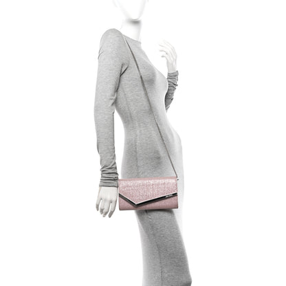 Jimmy Choo Glitter Fabric Emmie Clutch Ballet Pink 2 of 12