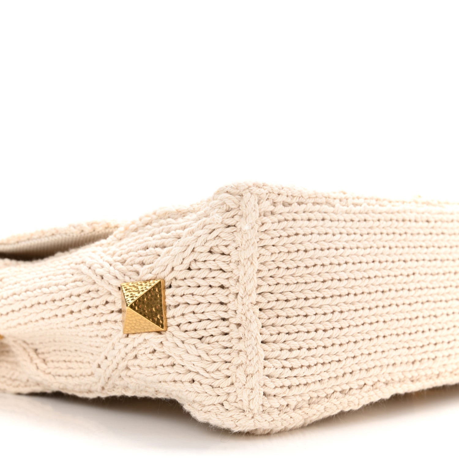 Valentino Garavani Knit Large Roman Stud Shoulder Bag Ecru 8 of 9