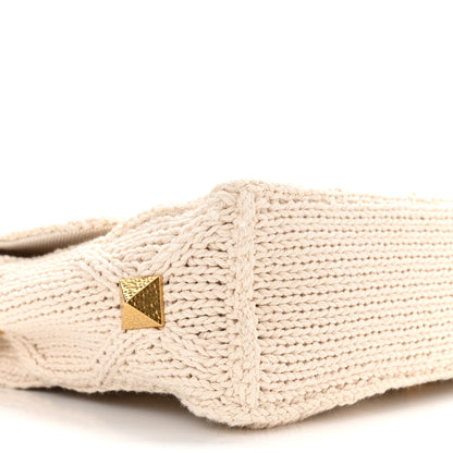 Valentino Garavani Knit Large Roman Stud Shoulder Bag Ecru 8 of 9