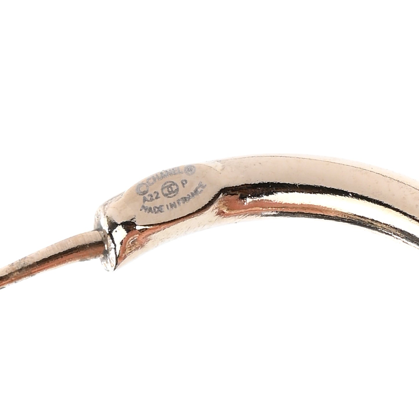 Metal Textured CC Hoop Earrings Gold