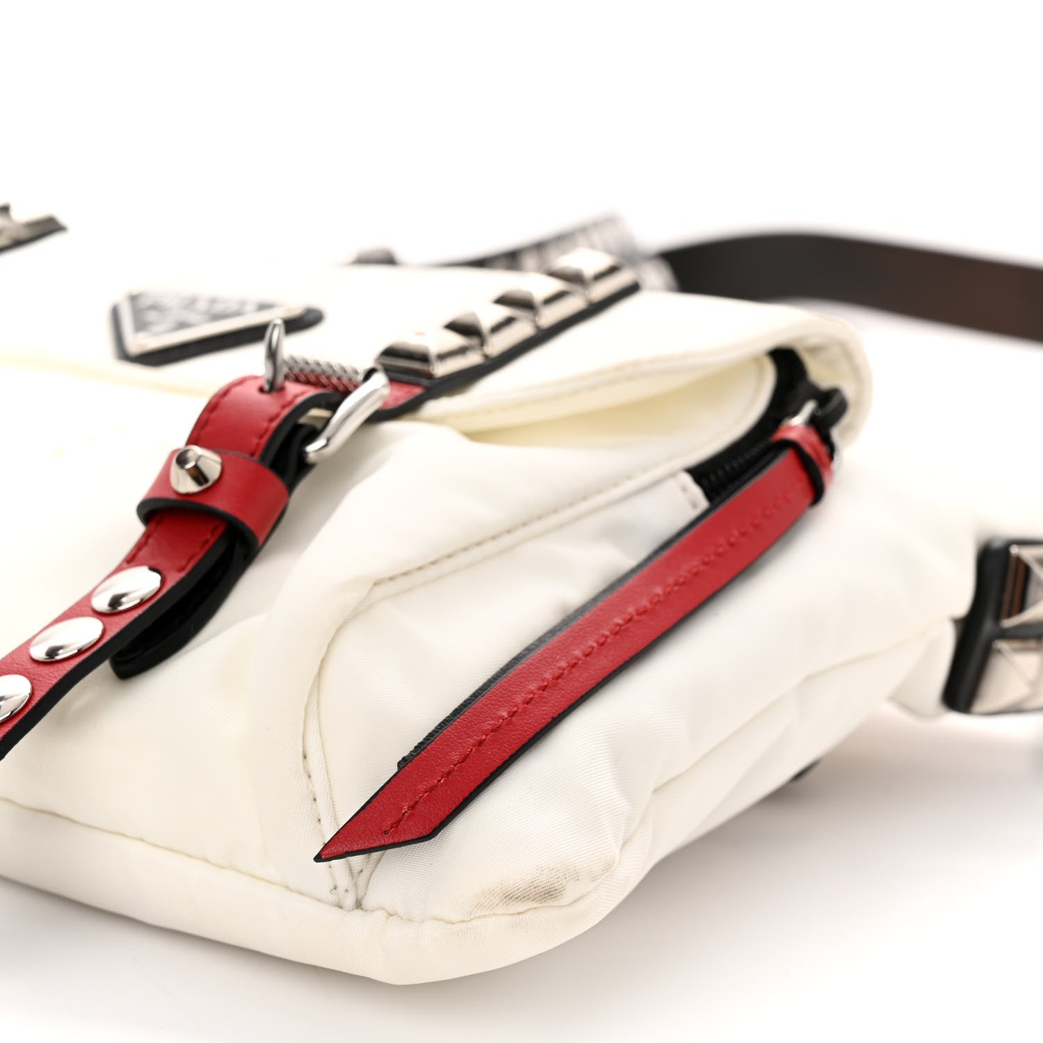 Prada Nylon New Vela Studded Messenger White Fuoco 10 of 11