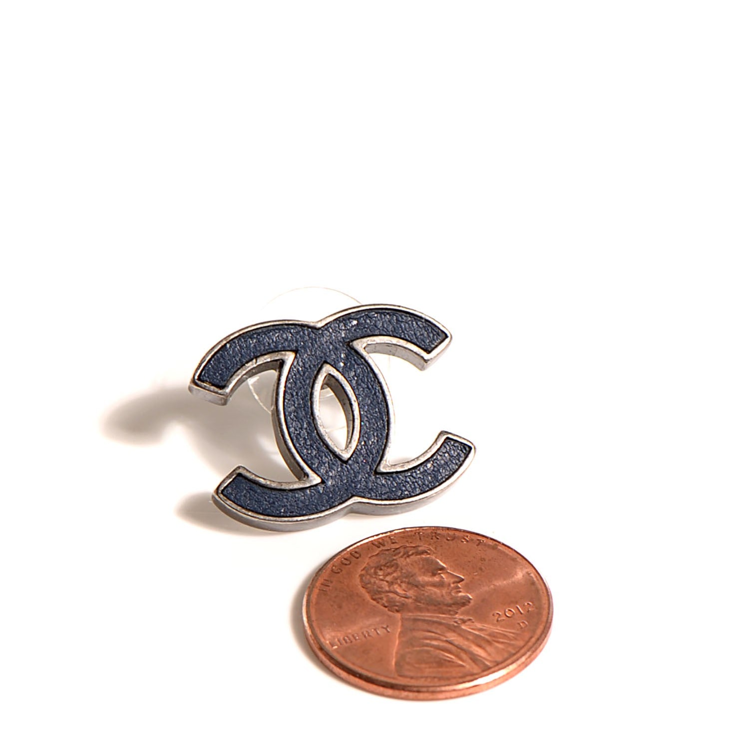 Chanel Lambskin CC Earrings Navy Blue 2 of 5