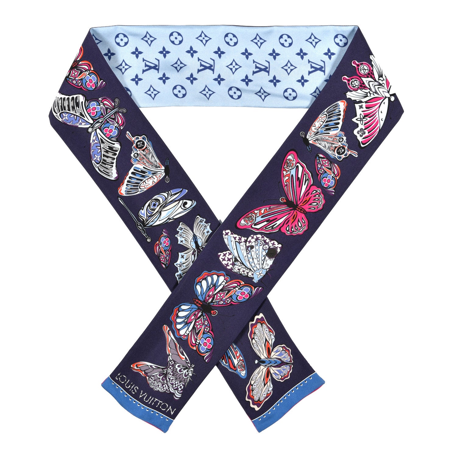 Louis Vuitton Silk Monogram World Of Love Bandeau Navy 1 of 3