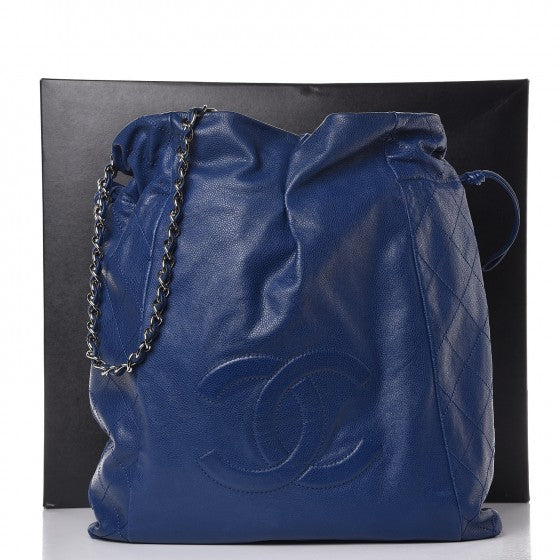 Chanel Caviar 31 Drawstring Tote Dark Blue 8 of 8