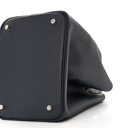 Hermes Epsom Tressage De Cuir Picotin Lock 22 MM Bleu Indigo Black Terre Battue 10 of 10