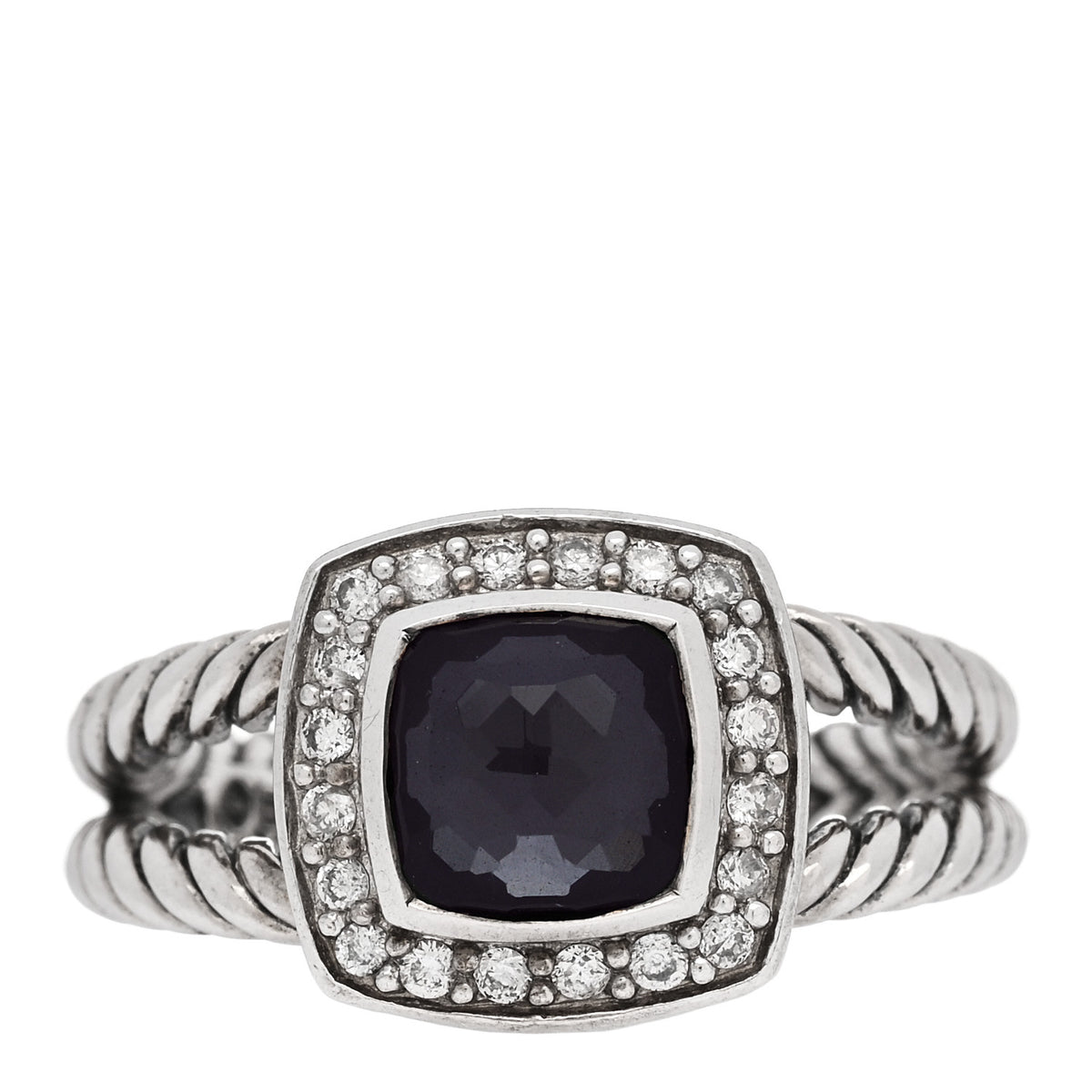 David Yurman Sterling Silver Diamond Black Orchid 7mm Petite Albion Ring 52 6 1 of 5