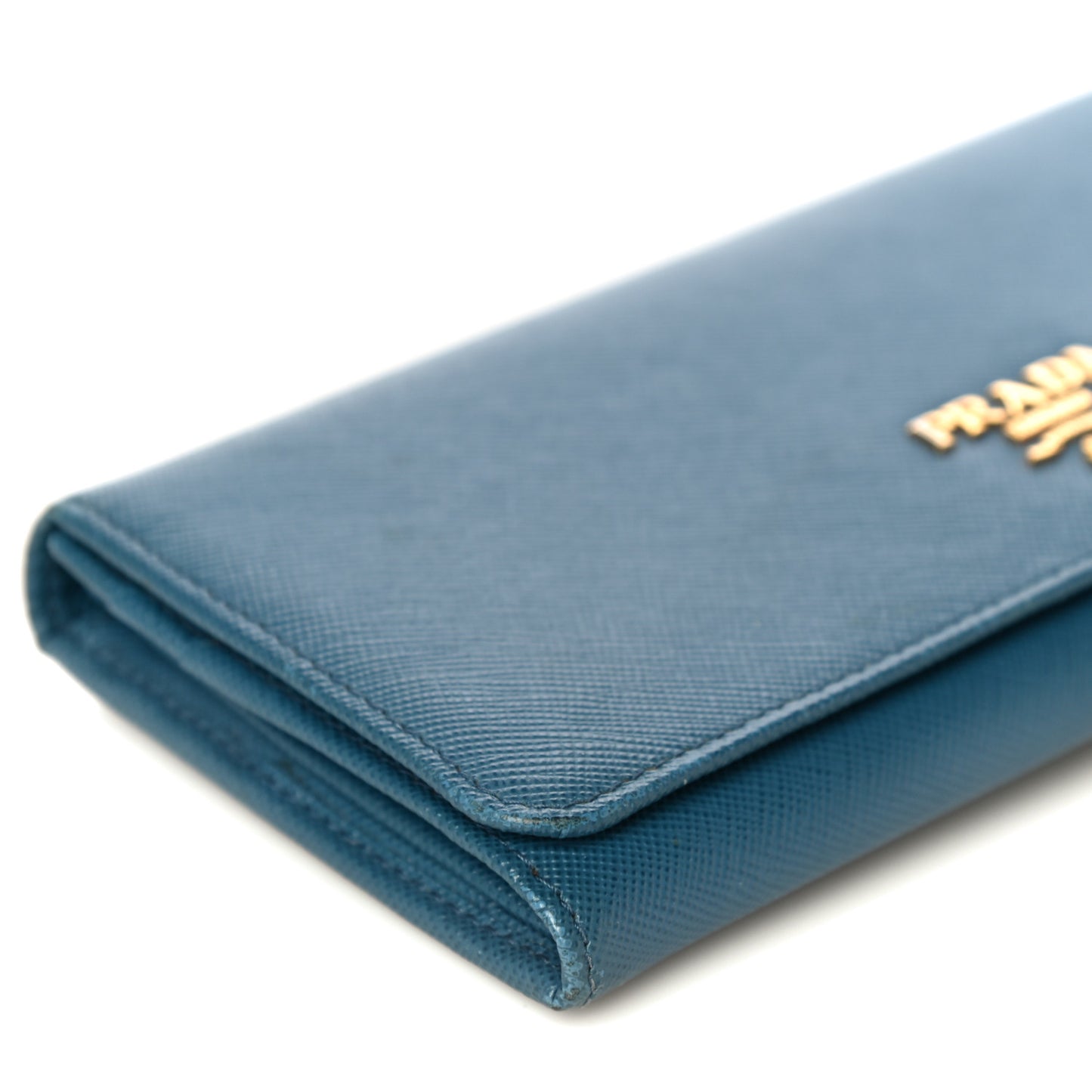 Saffiano Metal Continental Flap Wallet Blue