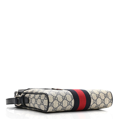 Gucci GG Supreme Monogram Textured Dollar Calfskin Web Small Ophidia Messenger Bag Beige Blue 4 of 11