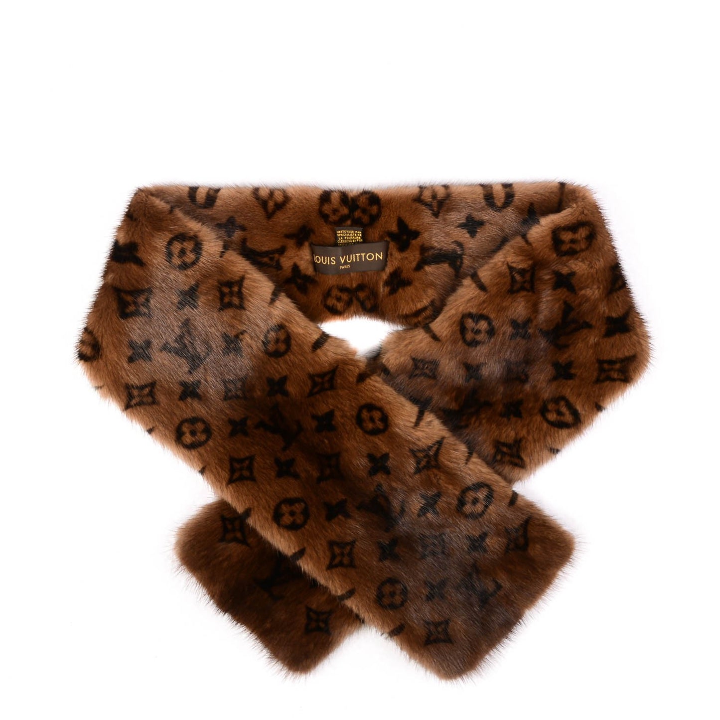 Monogram Mink Fur Scarf Stole Wrap