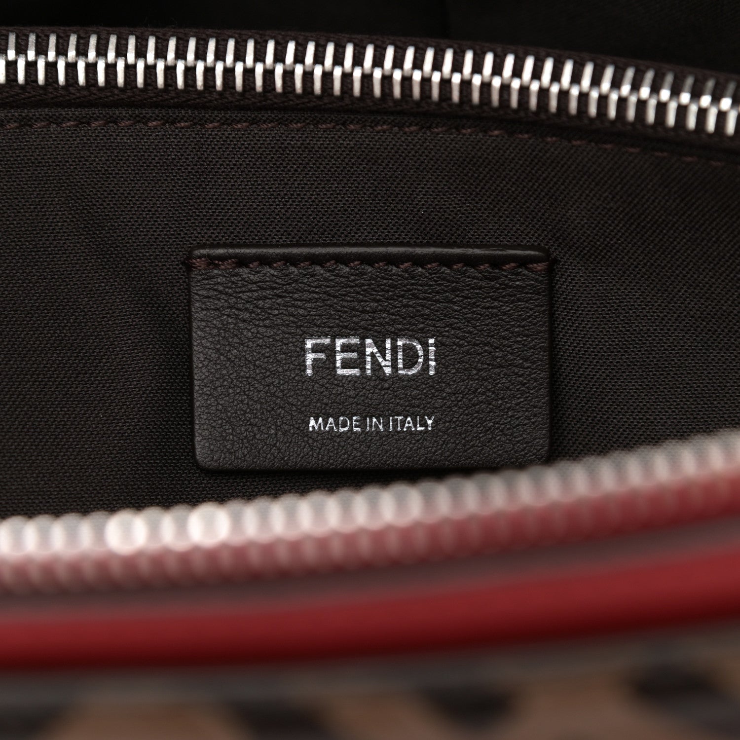 Fendi Vitello Dolce Bi-Color FF 1974 Embossed Medium By The Way Boston Bag Fragola Maya Black 6 of 8