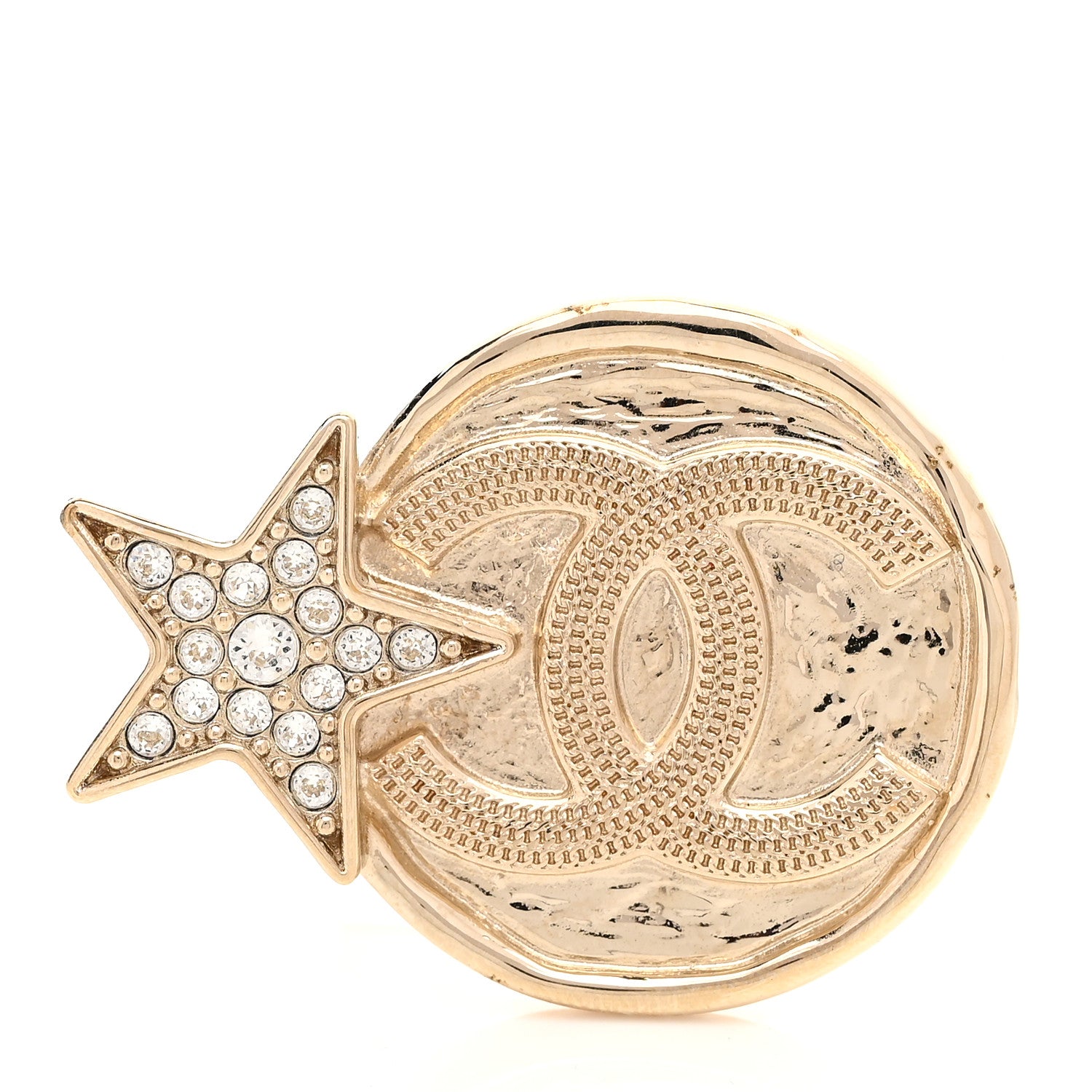 Chanel Crystal CC Star Brooch Gold 1 of 4