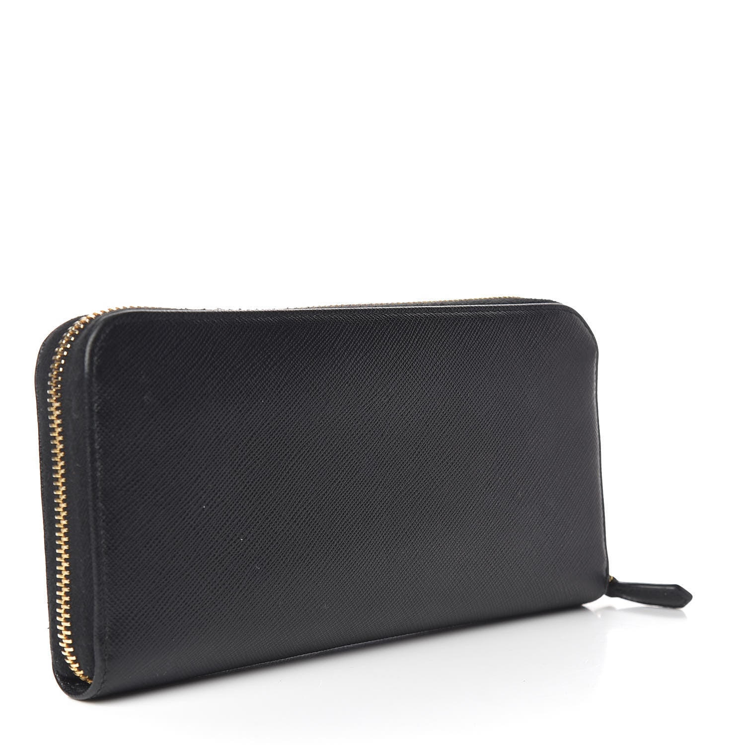 Prada Saffiano Robot Continental Zip Around Wallet Black 3 of 7