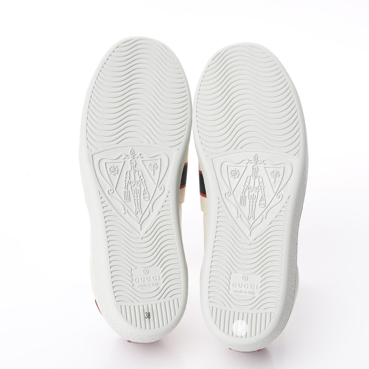 Calfskin Stripe Womens New Ace Sneakers 38 New Mystic White Ecru Red Flame