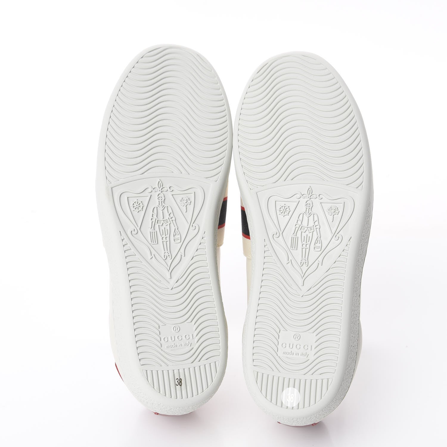 Gucci Calfskin Stripe Womens New Ace Sneakers 38 New Mystic White Ecru Red Flame 7 of 7