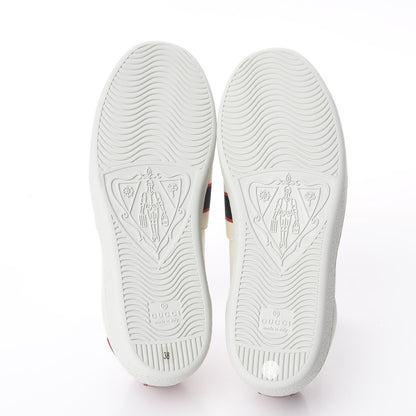 Gucci Calfskin Stripe Womens New Ace Sneakers 38 New Mystic White Ecru Red Flame 7 of 7