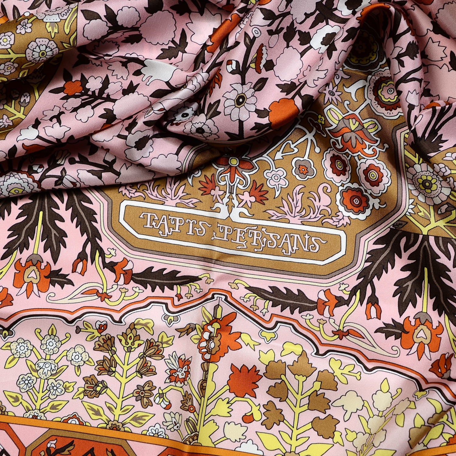 Hermes Twill Plume Tapis Persans Scarf 140 Rose Soleil Beige 3 of 4