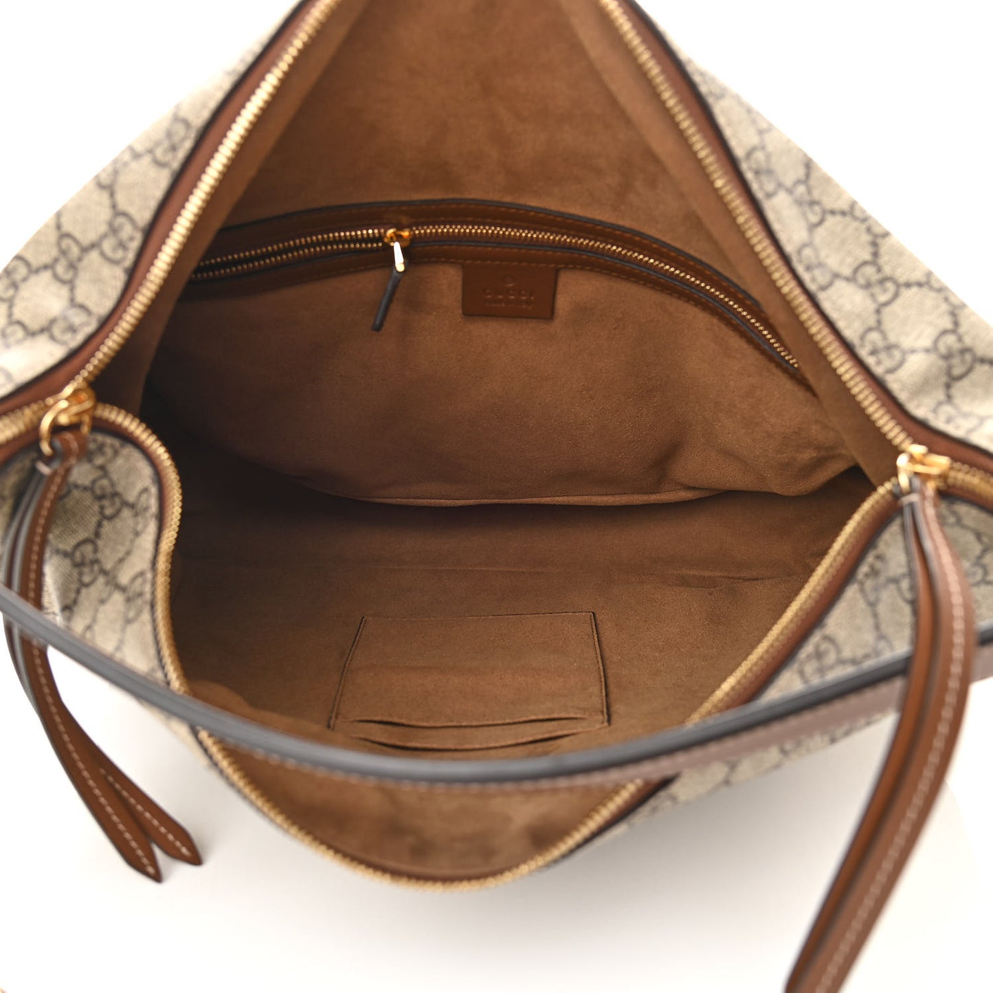 GG Supreme Monogram Large Linea A Hobo Light Brown