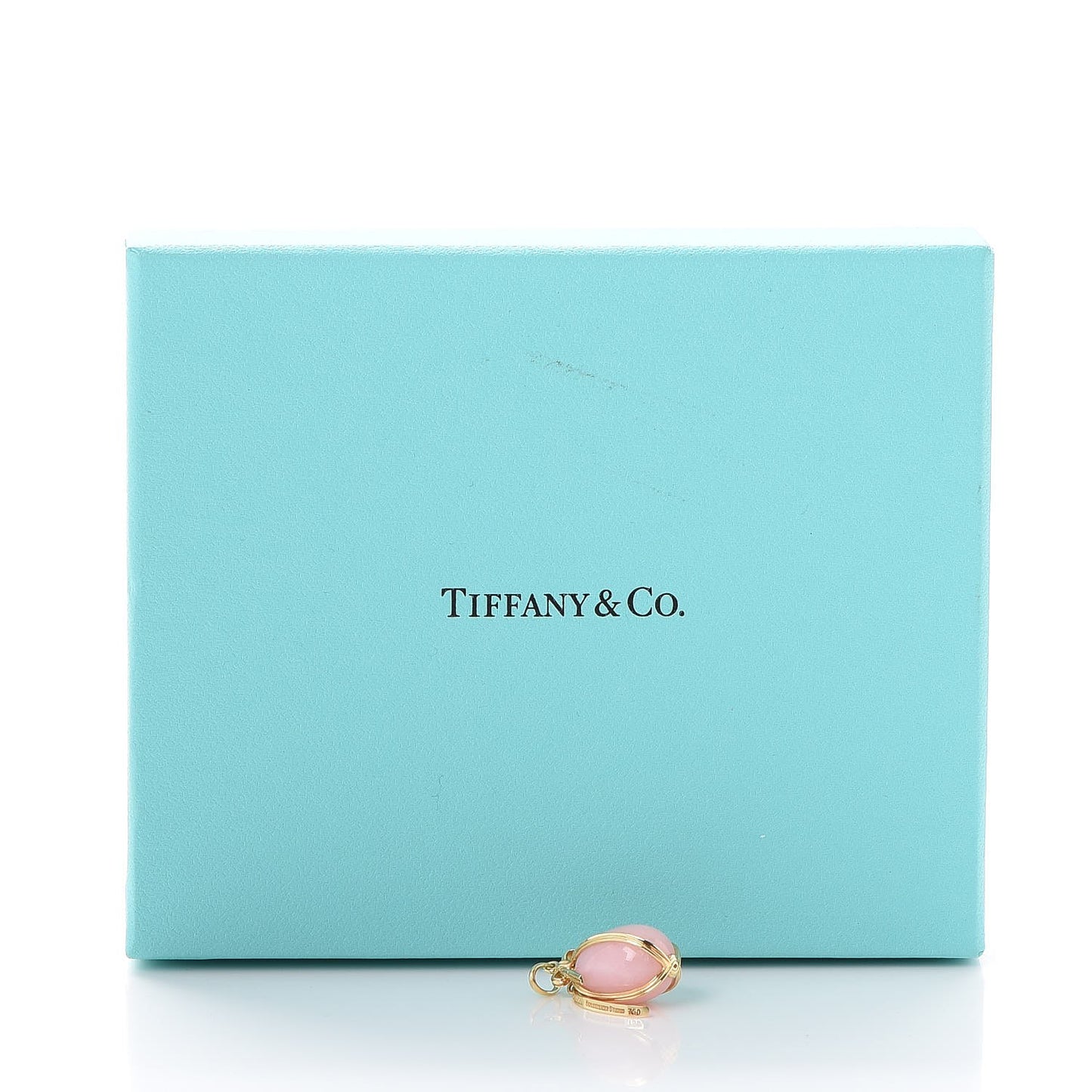 18K Yellow Gold Pink Opal Schlumberger Egg Charm