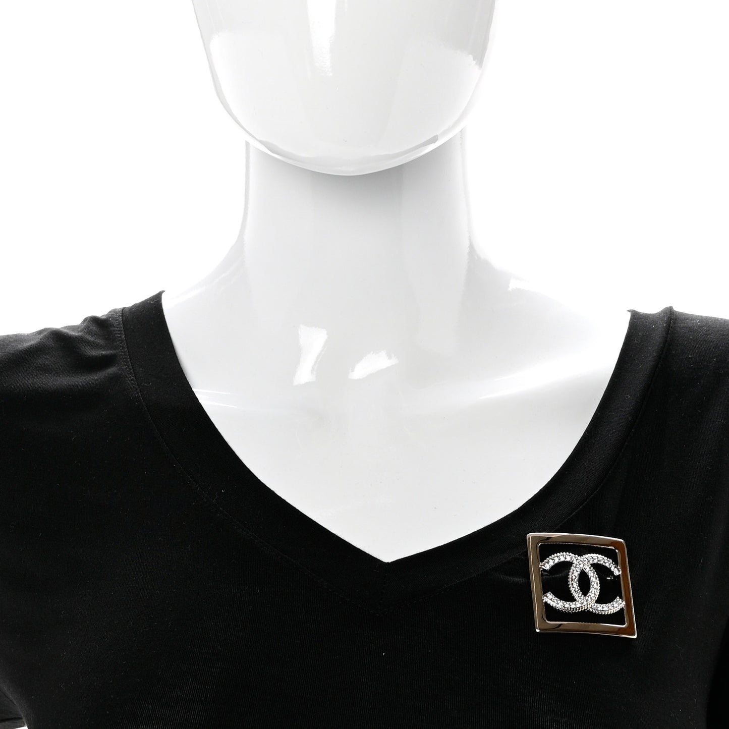 Crystal CC Square Brooch Gold