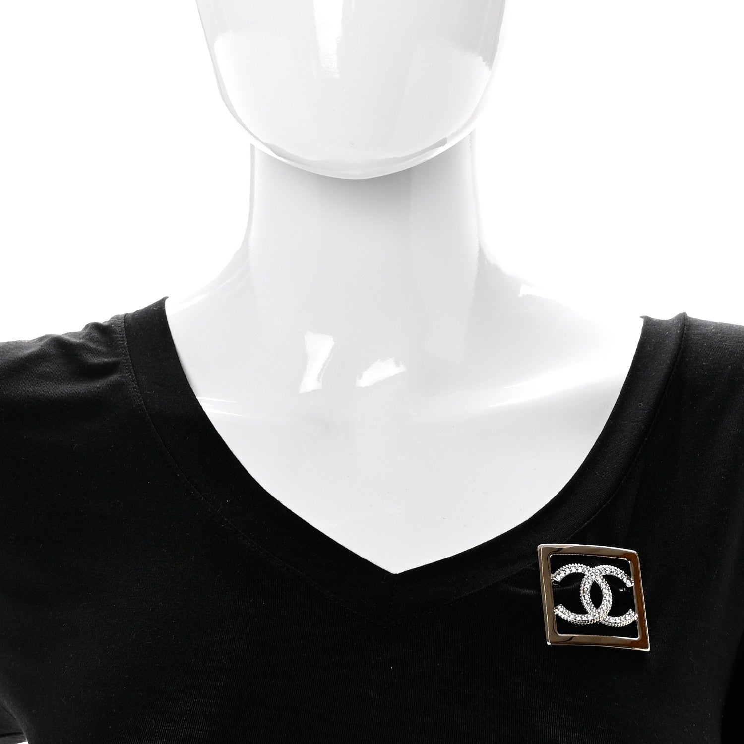 Chanel Crystal CC Square Brooch Gold 2 of 4