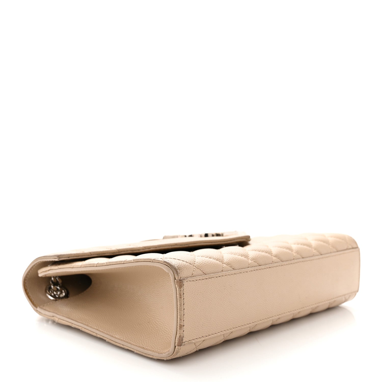 Saint Laurent Grain De Poudre Textured Mixed Matelasse Medium Triquilt Monogram Satchel Dark Beige 4 of 15