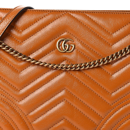 Gucci Azalea Calfskin Matelasse Heart Medium GG Marmont Slim Shoulder Bag Cognac 8 of 10