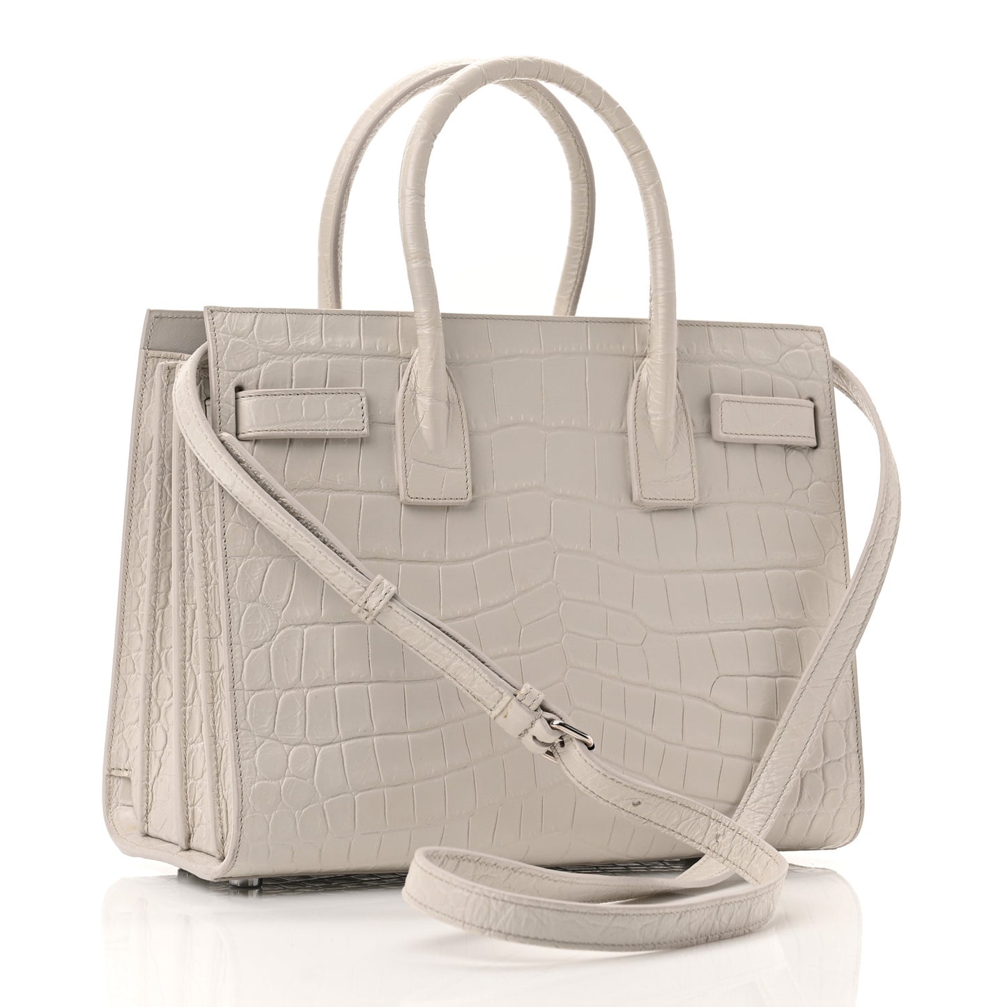 Calfskin Crocodile Embossed Baby Sac De Jour Gris Perle