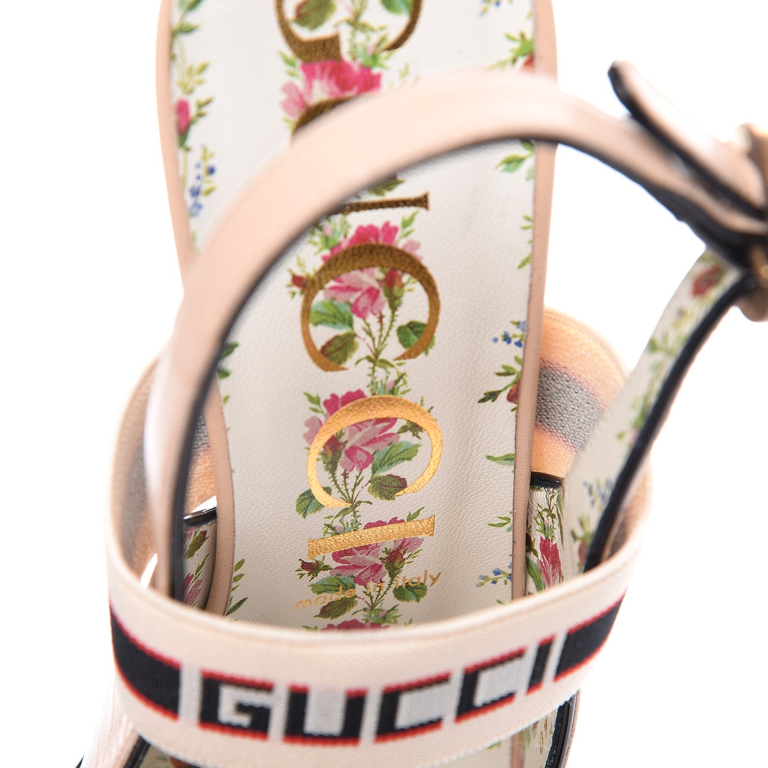 Gucci Malaga Kid Bow Ace Stripe Mid-Heel Slingback Pumps 40 Beige 8 of 11