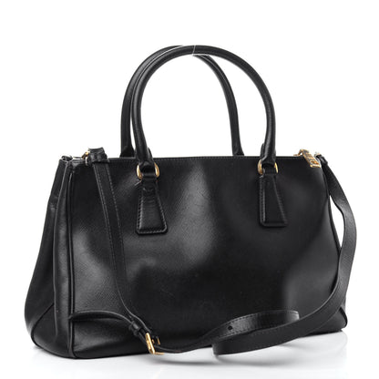 Prada Saffiano Small Galleria Double Zip Tote Black 4 of 11