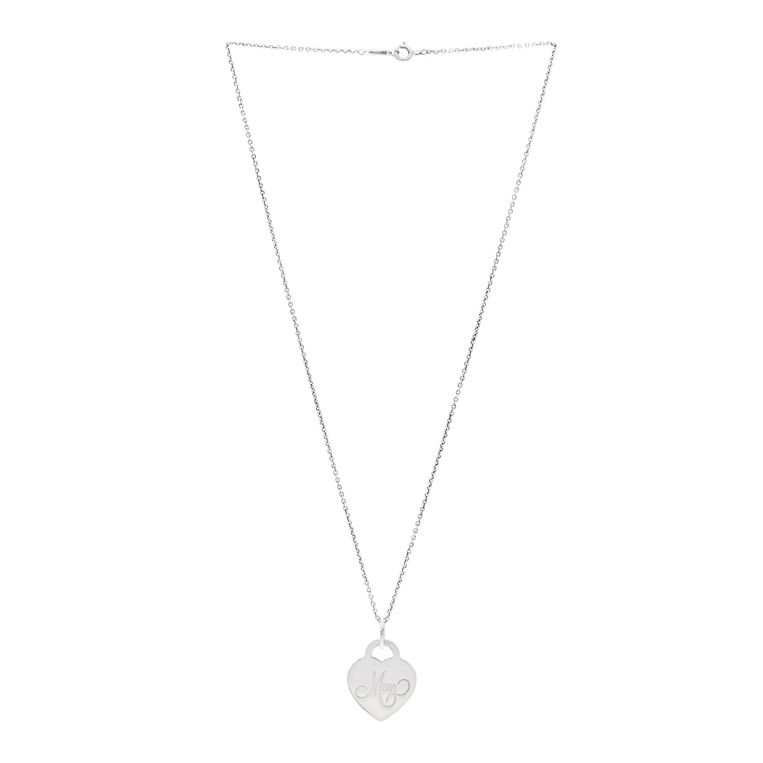 Tiffany Sterling Silver Mom Heart Tag Pendant Necklace 3 of 5