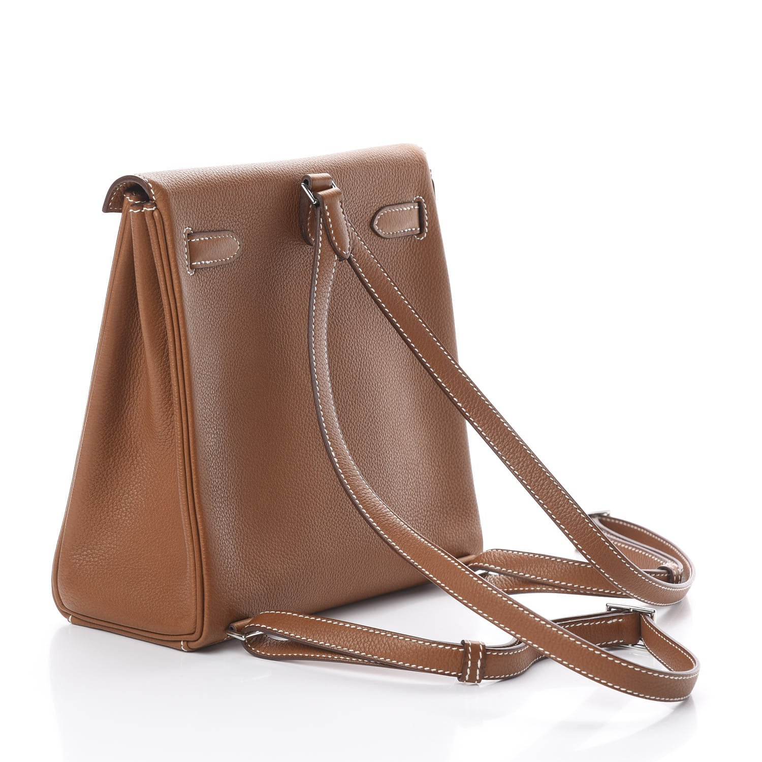 Hermes Natural Barenia Faubourg Kelly Ado Backpack Fauve 2 of 9