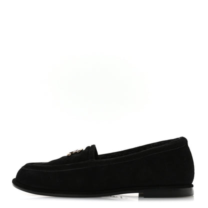Chanel Suede Calfskin CC Mocassins 38 Black 1 of 9