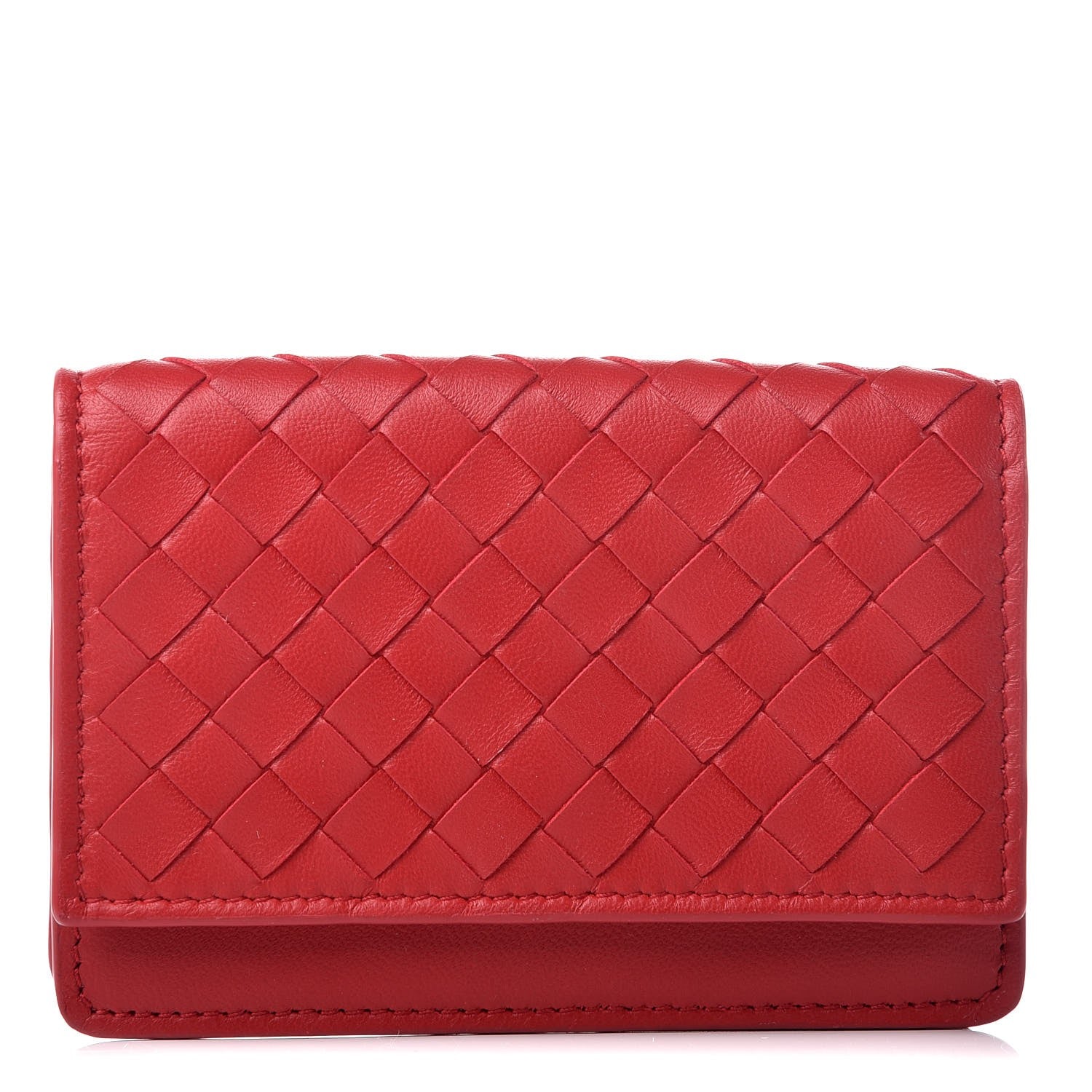 Bottega Veneta Nappa Intrecciato Card Holder China Red 1 of 8